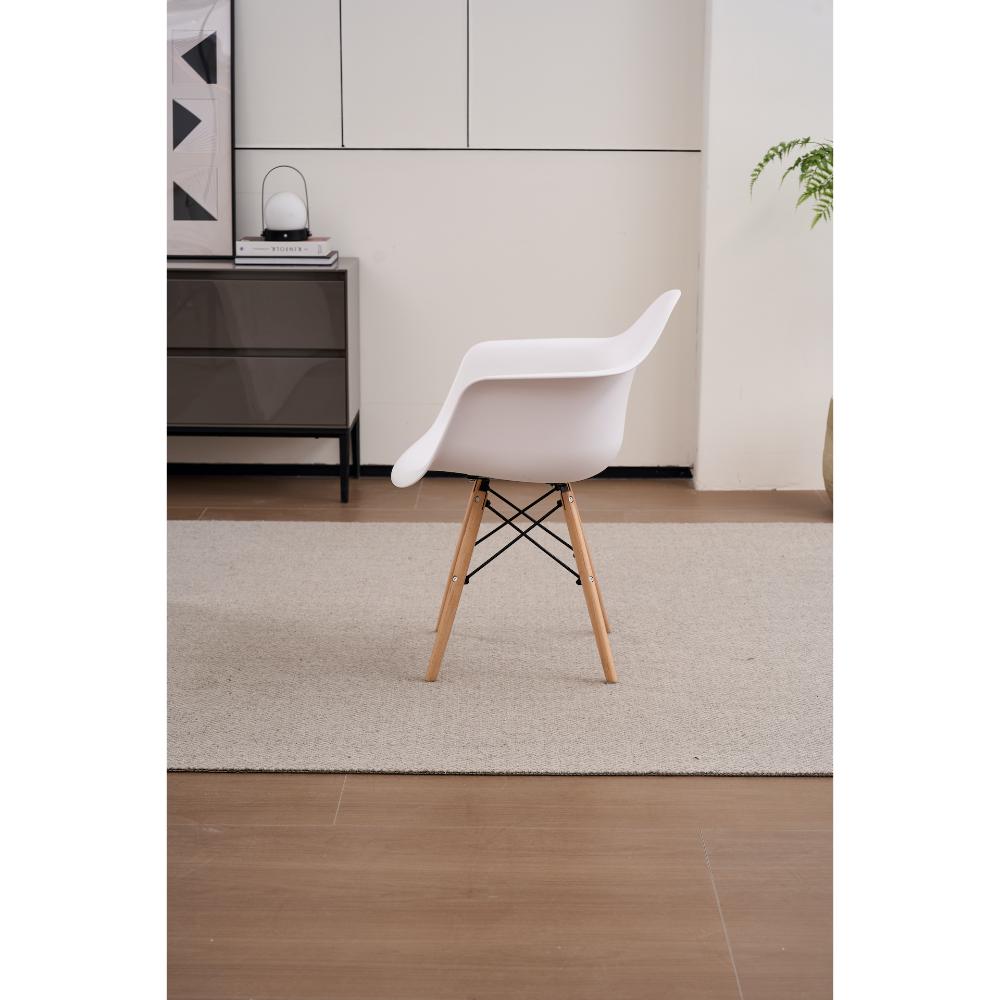 Silla Eymos, Color Blanco, Con Espaldar y Patas en Madera X2