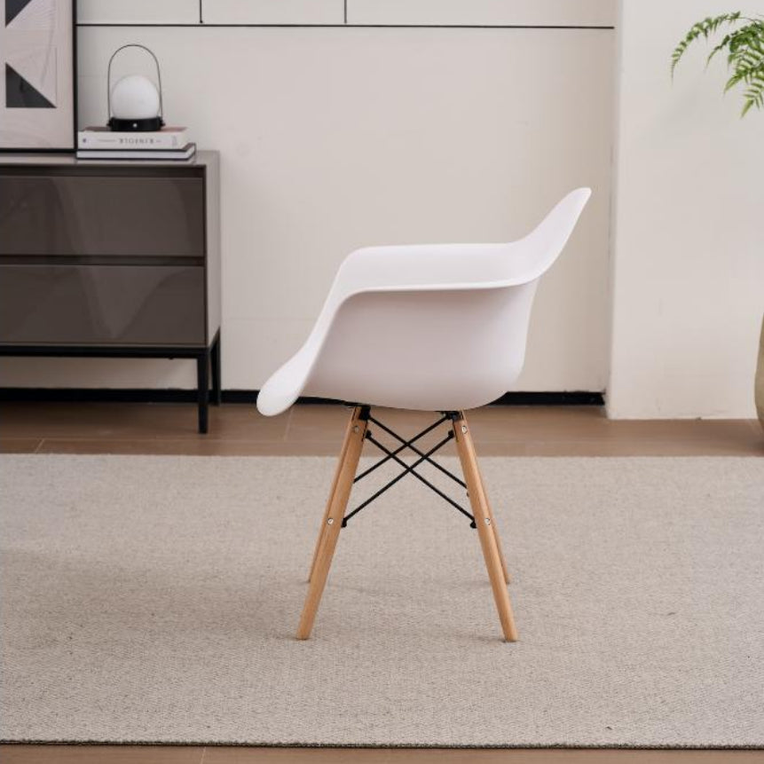 Set de 2 Sillas Eymos, Color Blanco, con Espaldar y Patas en Madera