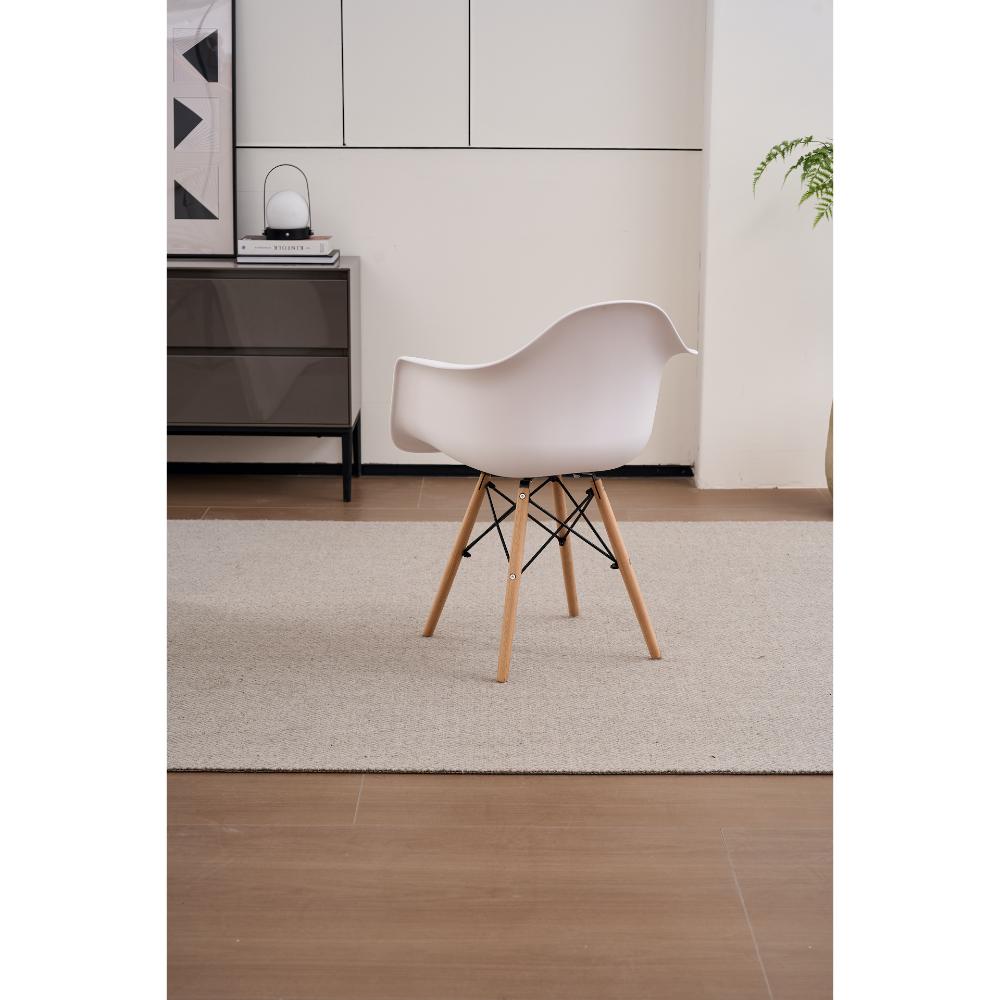 Silla Eymos, Color Blanco, Con Espaldar y Patas en Madera X2