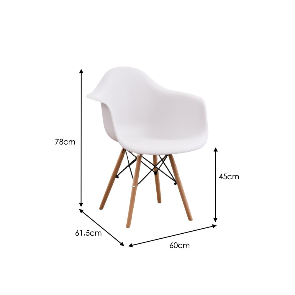 Silla  Eymos, Color Blanco, Con Espaldar y Patas En Madera X4
