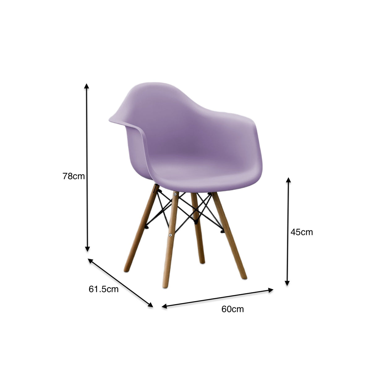 Set de 4 Sillas Eymos , Color Lila, con Espaldar y Patas en Madera