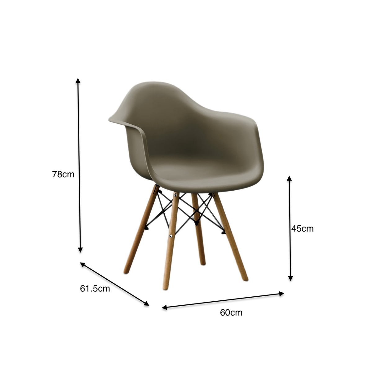 Silla Eymos , Color Taupe, con Espaldar y Patas en Madera