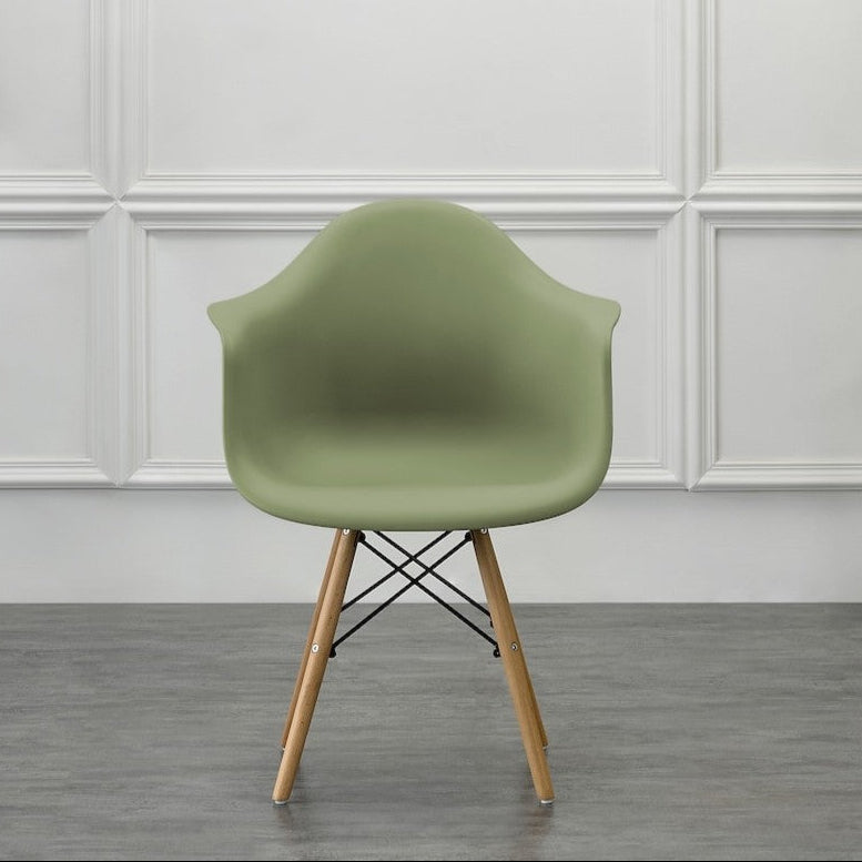 Set de 2 Sillas Eymos , Color Verde, con Espaldar y Patas en Madera