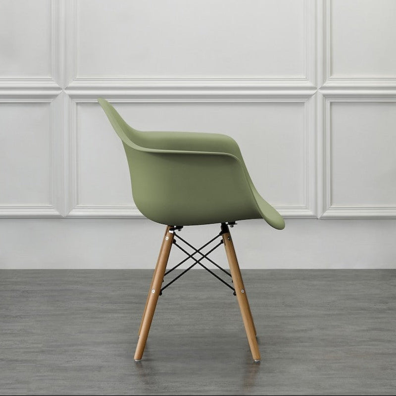 Set de 4 Sillas Eymos , Color Verde, con Espaldar y Patas en Madera