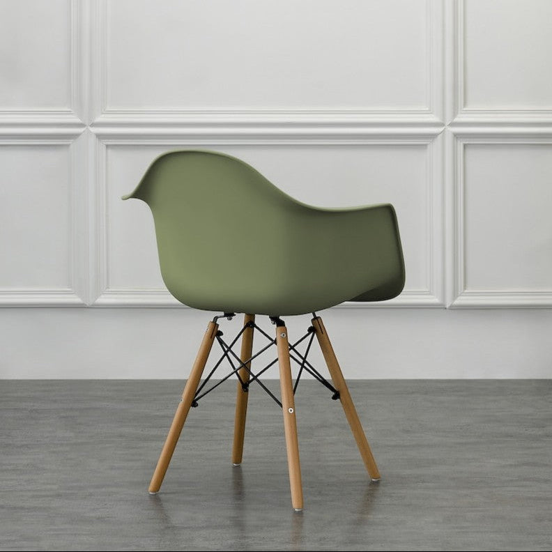 Set de 4 Sillas Eymos , Color Verde, con Espaldar y Patas en Madera