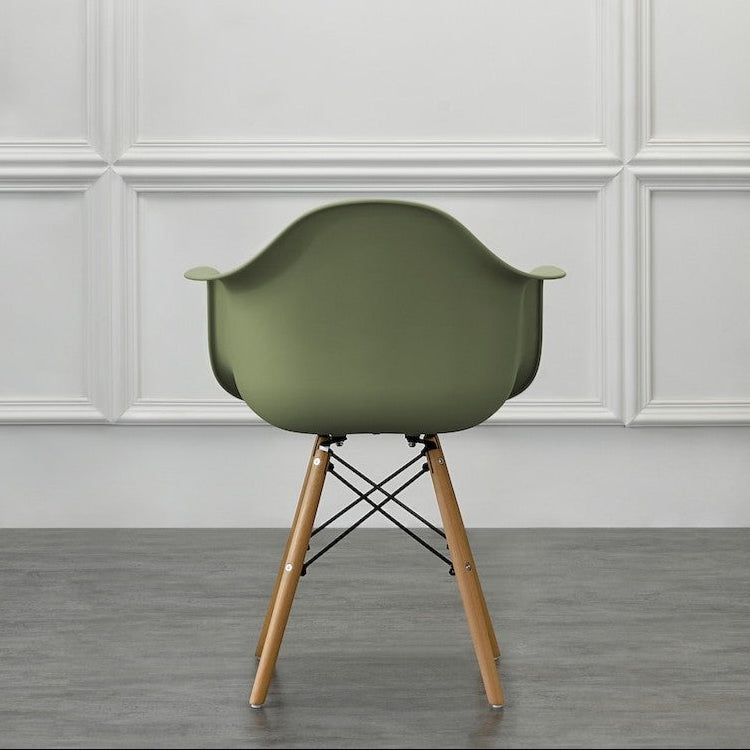 Set de 2 Sillas Eymos , Color Verde, con Espaldar y Patas en Madera