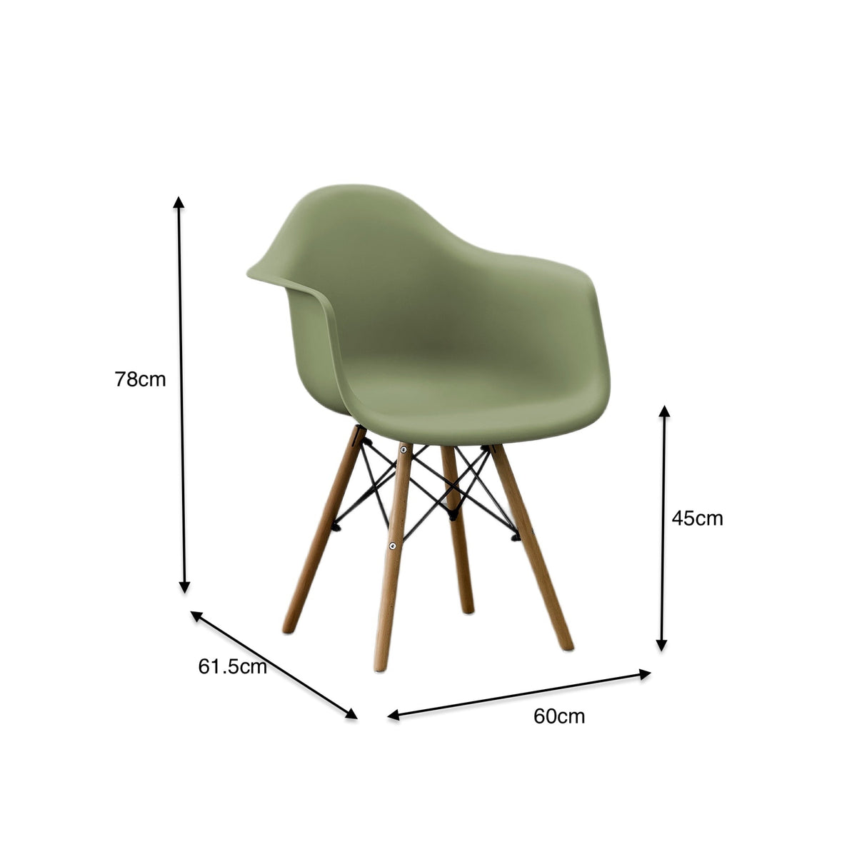 Set de 4 Sillas Eymos , Color Verde, con Espaldar y Patas en Madera