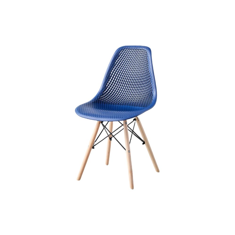 Silla Aira, Color Azul, Con espaldar y patas en Madera