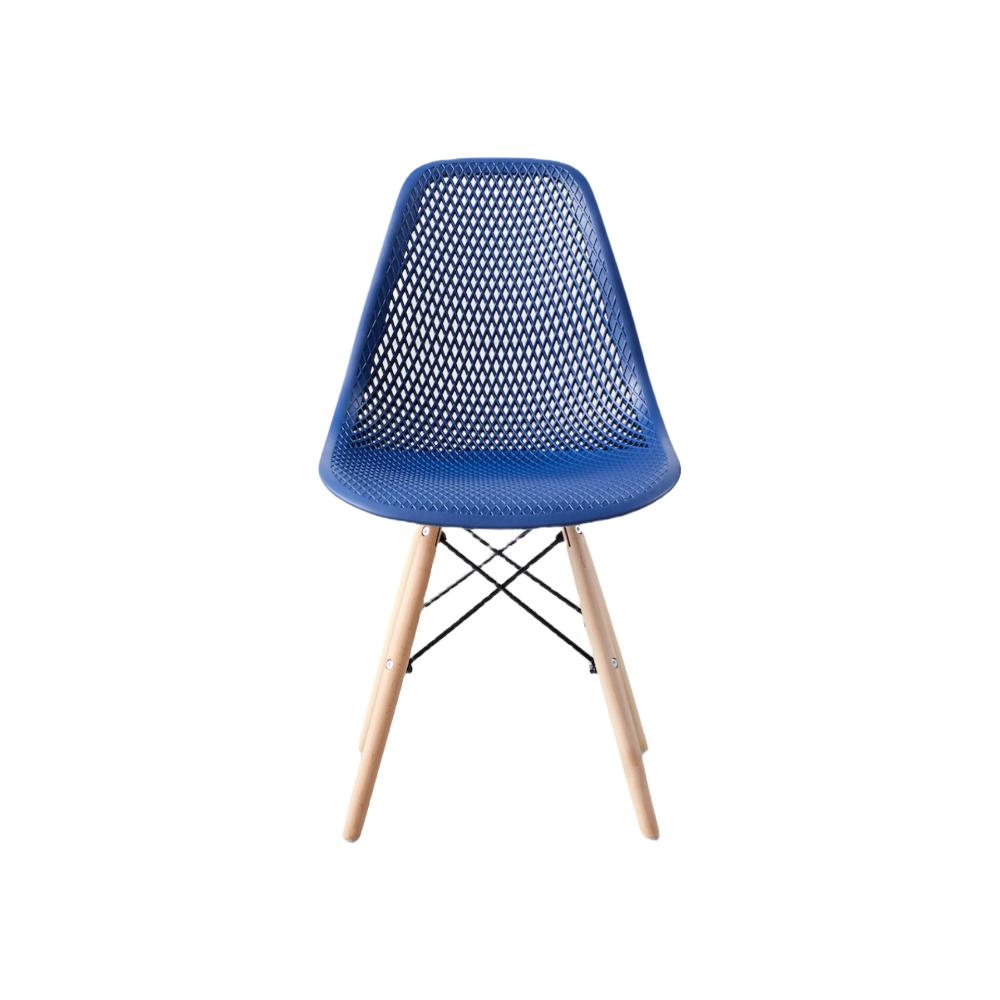 Silla Aira, Color Azul, Con espaldar y patas en Madera