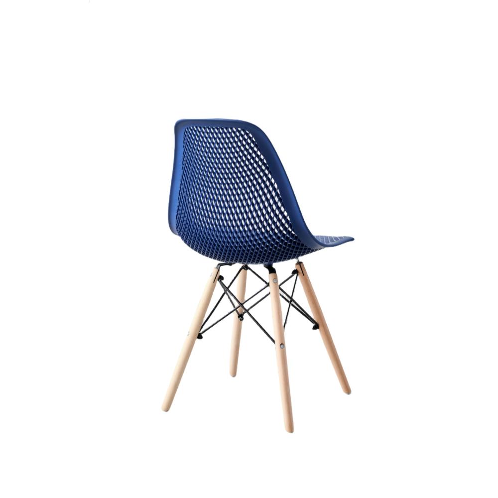 Silla Aira, Color Azul, Con espaldar y patas en Madera