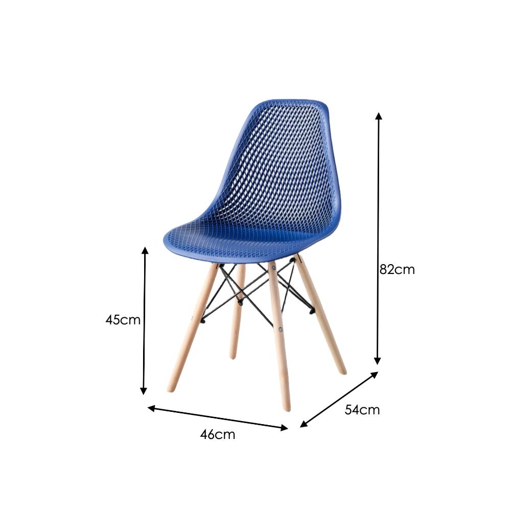 Silla Aira, Color Azul, Con espaldar y patas en Madera