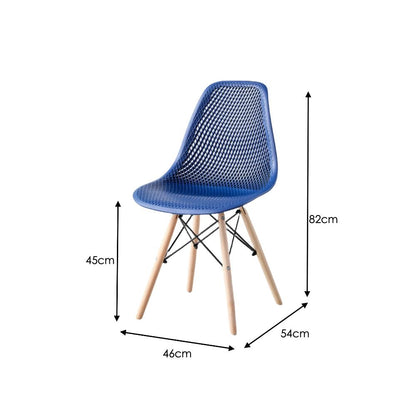 Silla Marcus, Color Azul, Con espaldar y patas en Madera