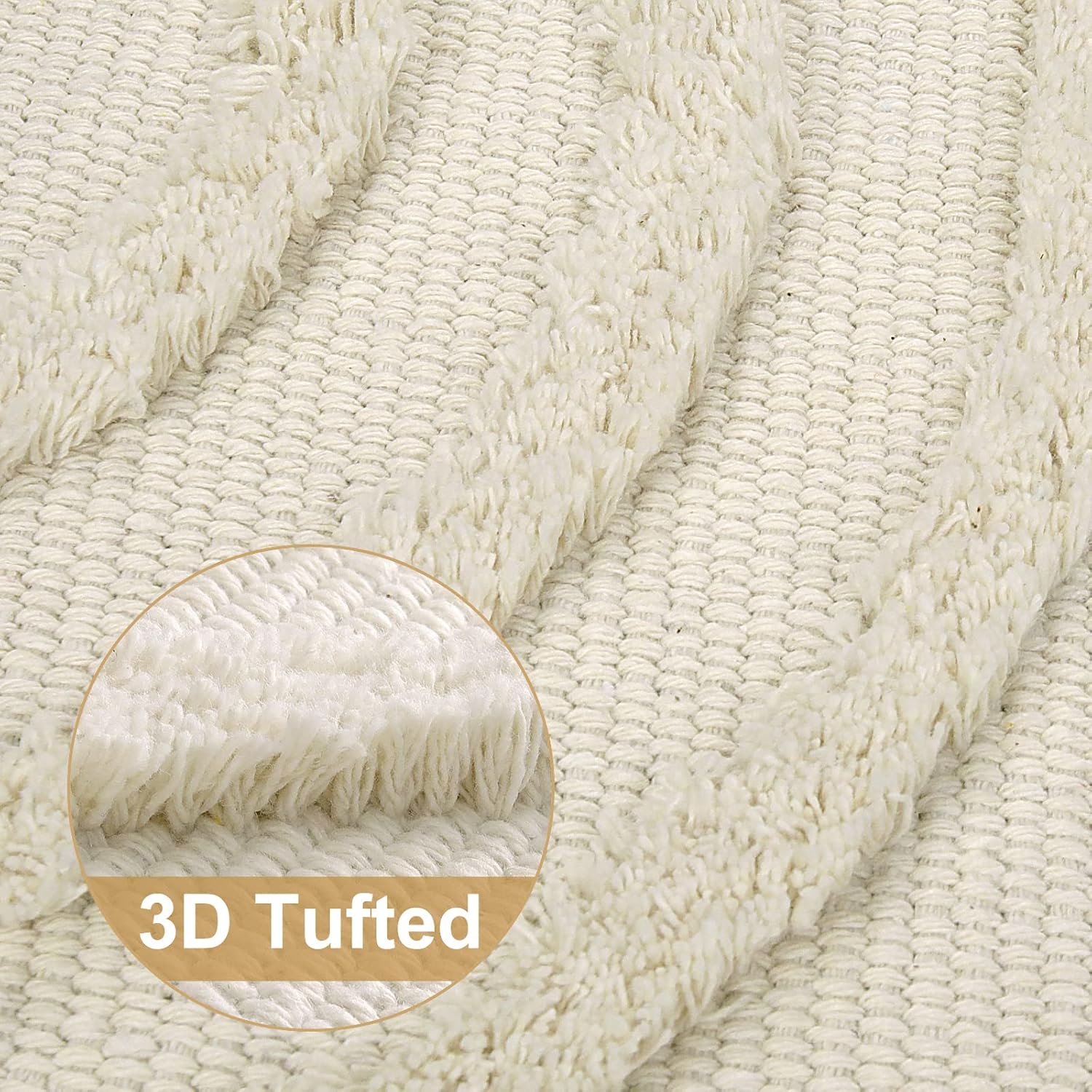 Uphome Alfombra de pasillo de cocina de 2 x 4.3 pies, color beige, con borlas...