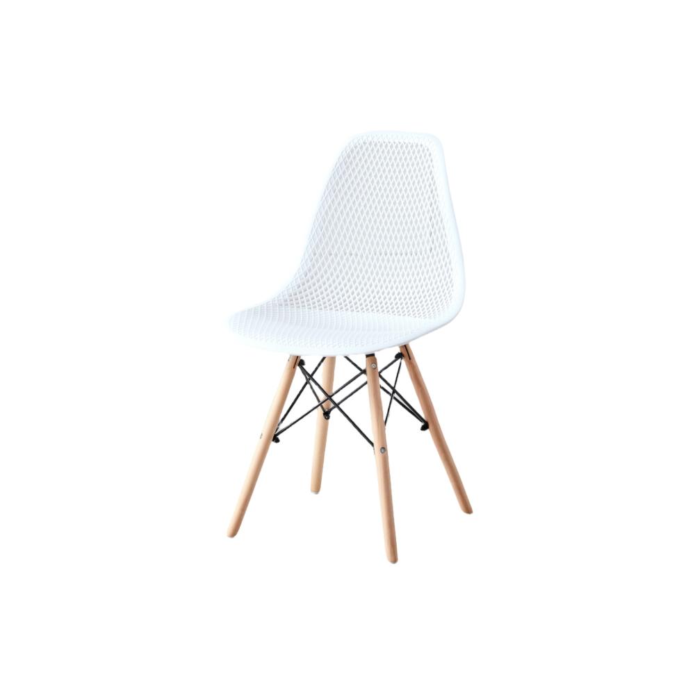 Silla Aira, Color Blanco, Con espaldar y patas en Madera X4