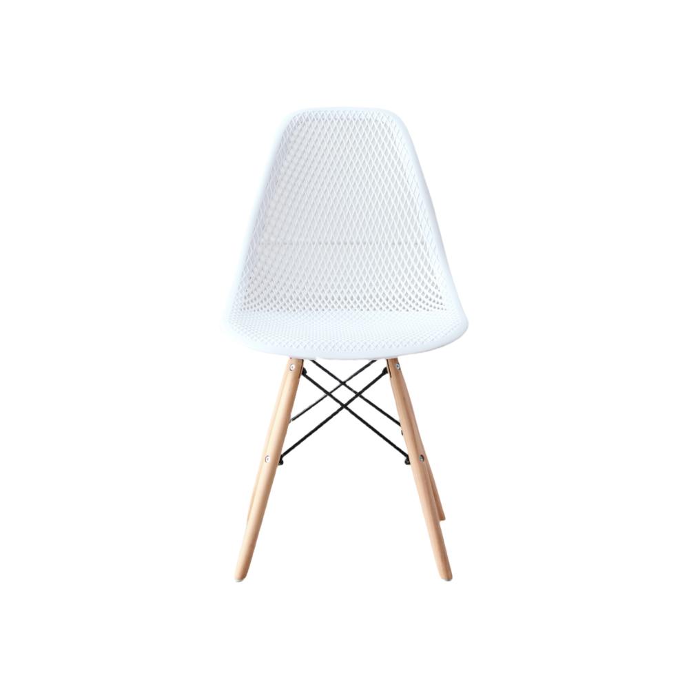 Silla Aira, Color Blanco, Con espaldar y patas en Madera X4