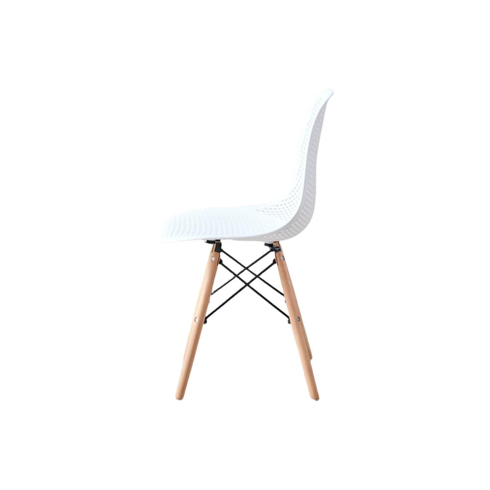 Silla Aira, Color Blanco, Con espaldar y patas en Madera X4