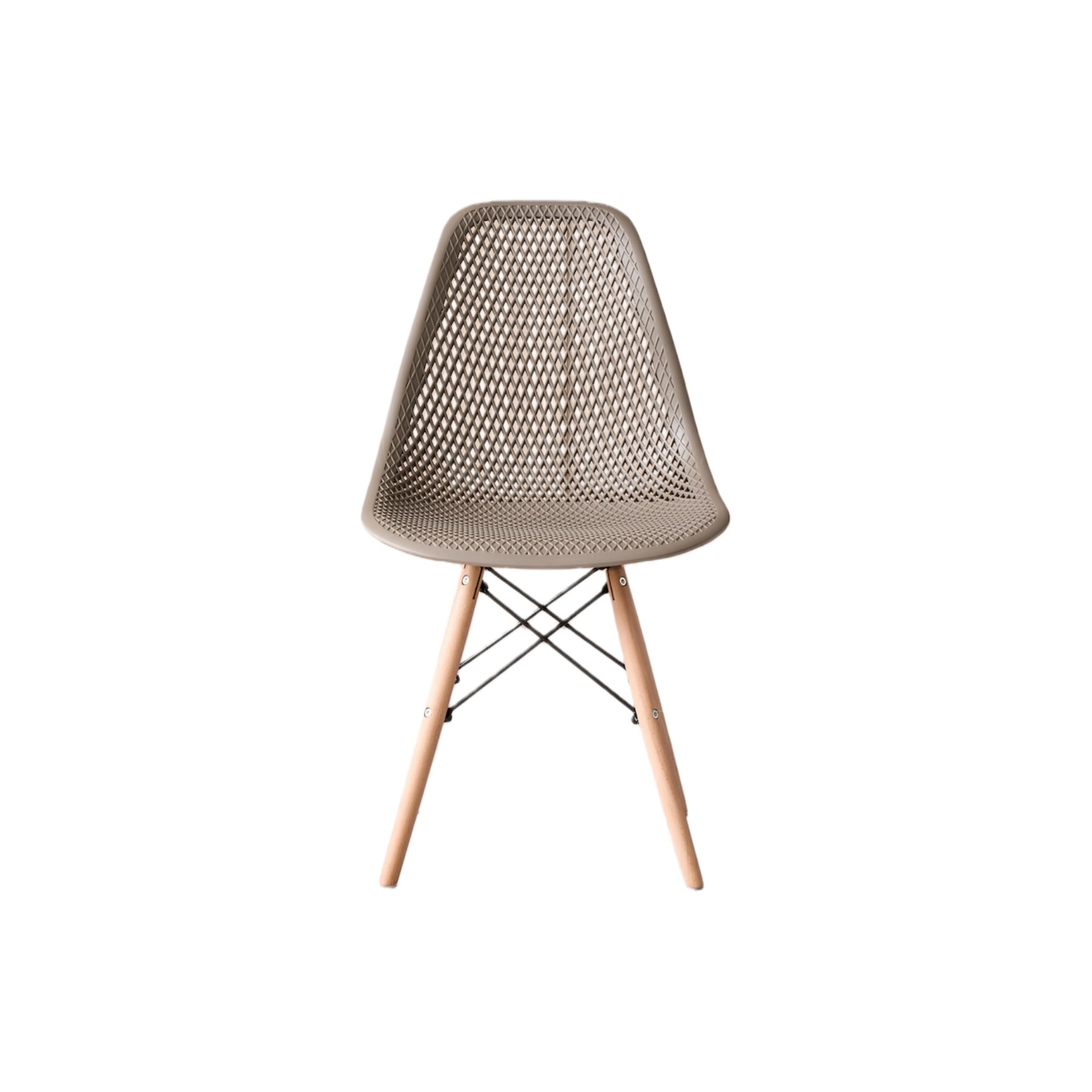 Silla Aira, Color Taupe, con Espaldar y Patas en Madera