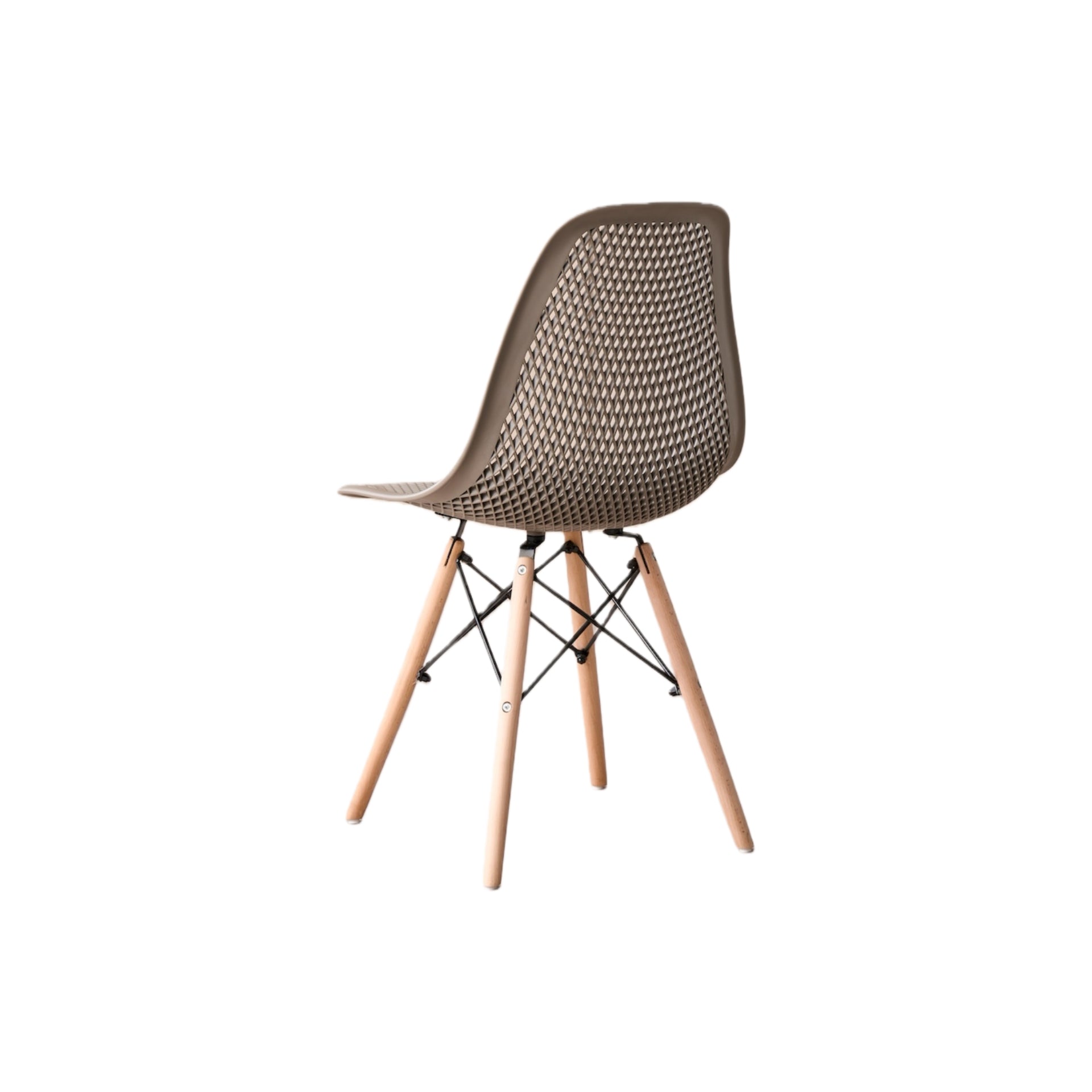 Silla Aira, Color Taupe, con Espaldar y Patas en Madera