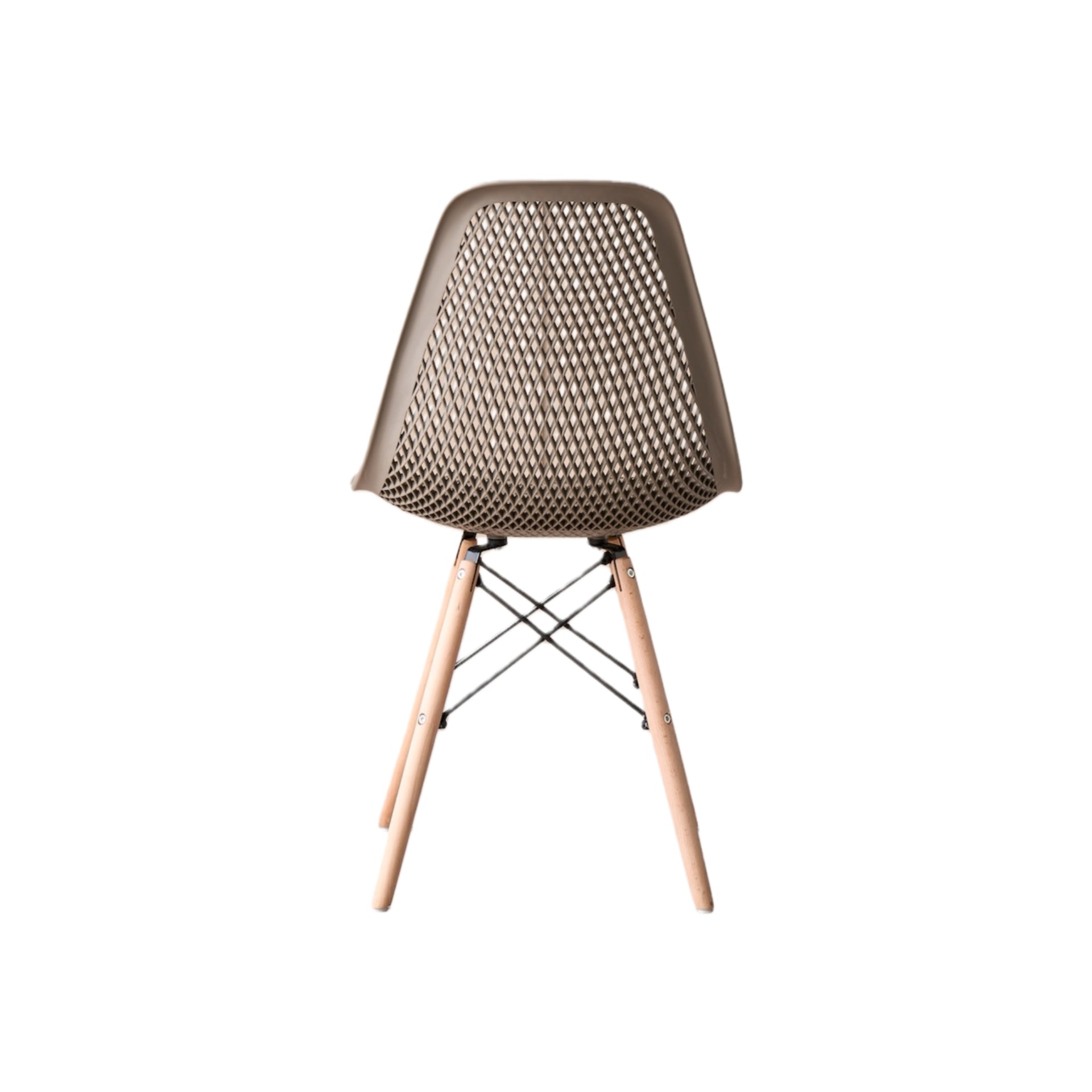 Silla Aira, Color Taupe, con Espaldar y Patas en Madera
