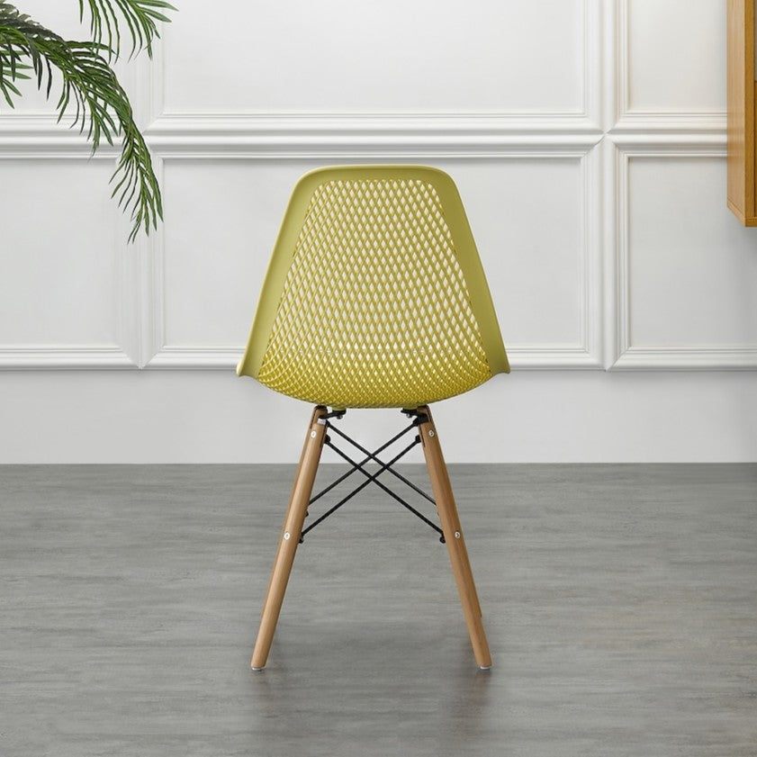 Silla Aira, Color Amarillo, con Espaldar y Patas en Madera