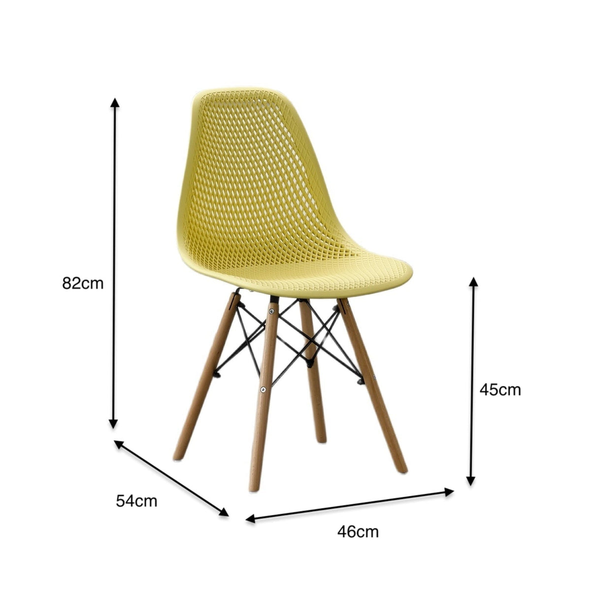 Set de 4 Sillas Aira, Color Amarillo, con Espaldar y Patas en Madera
