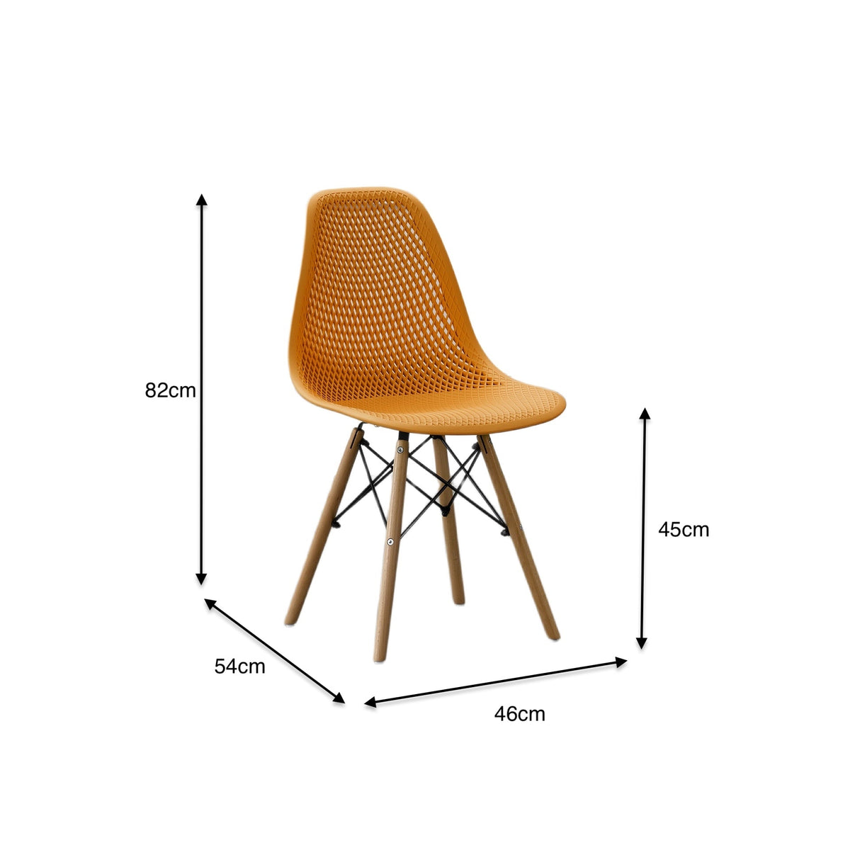 Set de 2 Sillas Aira, Color Naranja, con Espaldar y Patas en Madera
