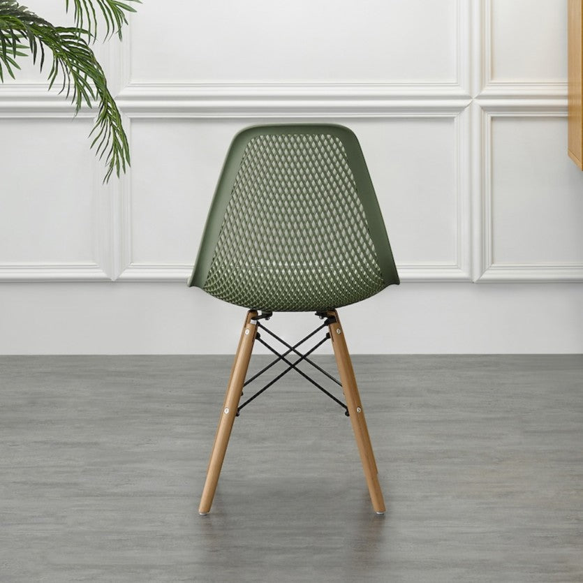Silla Aira, Color Verde, con Espaldar y Patas en Madera