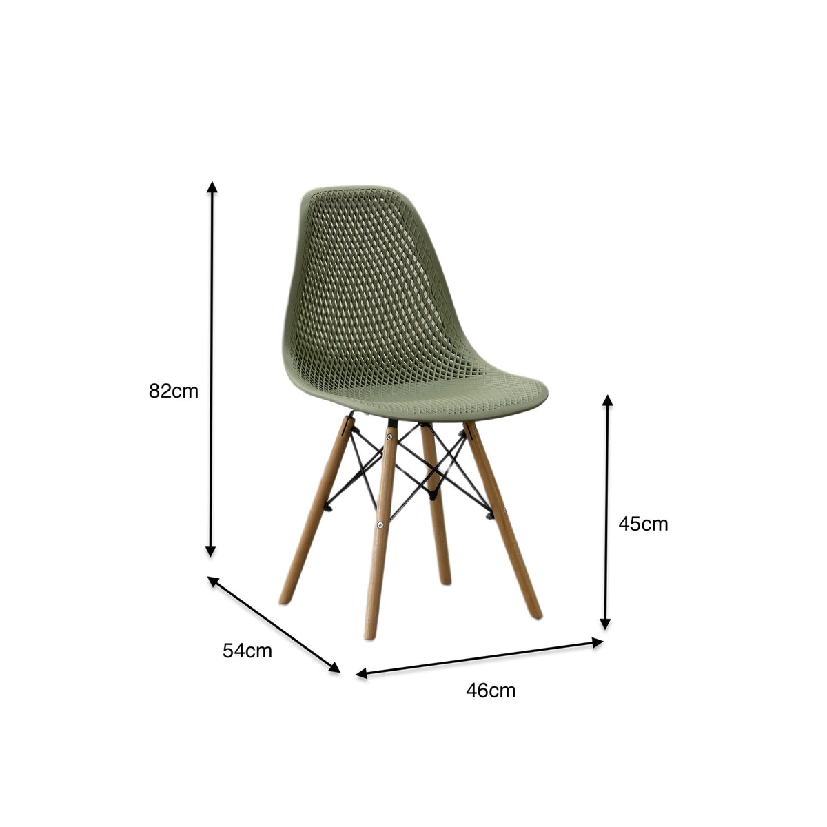 Set de 2 Sillas Aira, Color Verde, con Espaldar y Patas en Madera