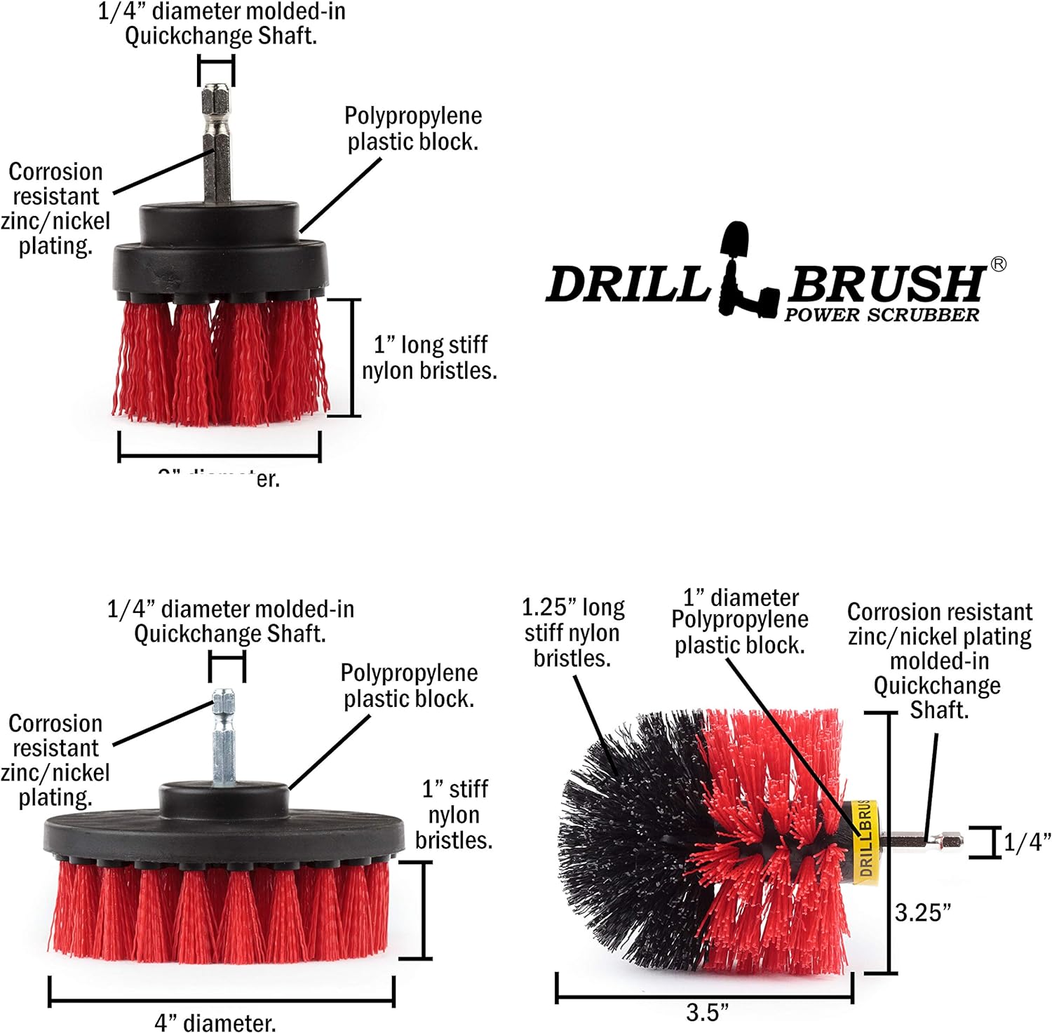 Cepillo de limpieza Drillbrush Accesorio para cepillo de taladro Limpieza de