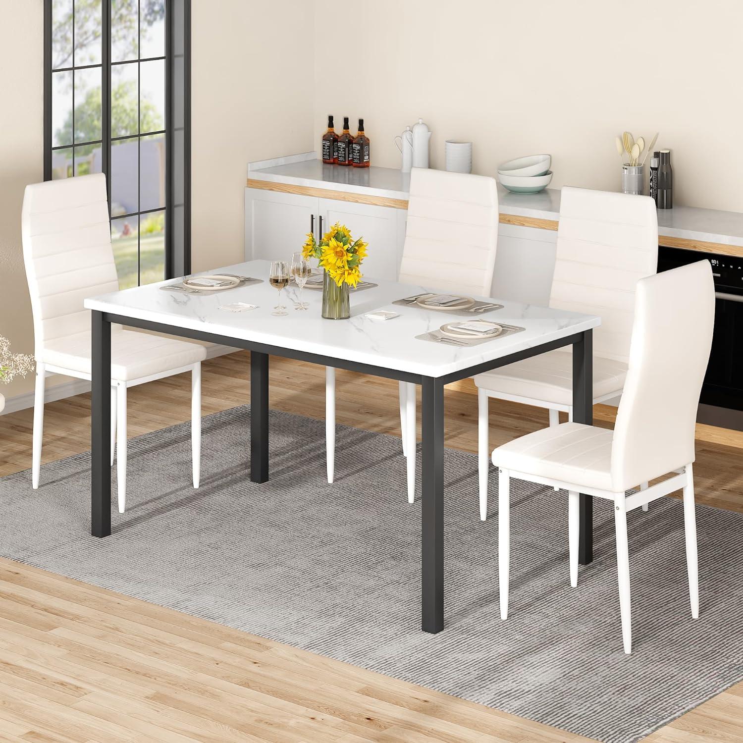 Juego de mesa de comedor para 4, mesa de cocina y sillas, mesa de comedor de