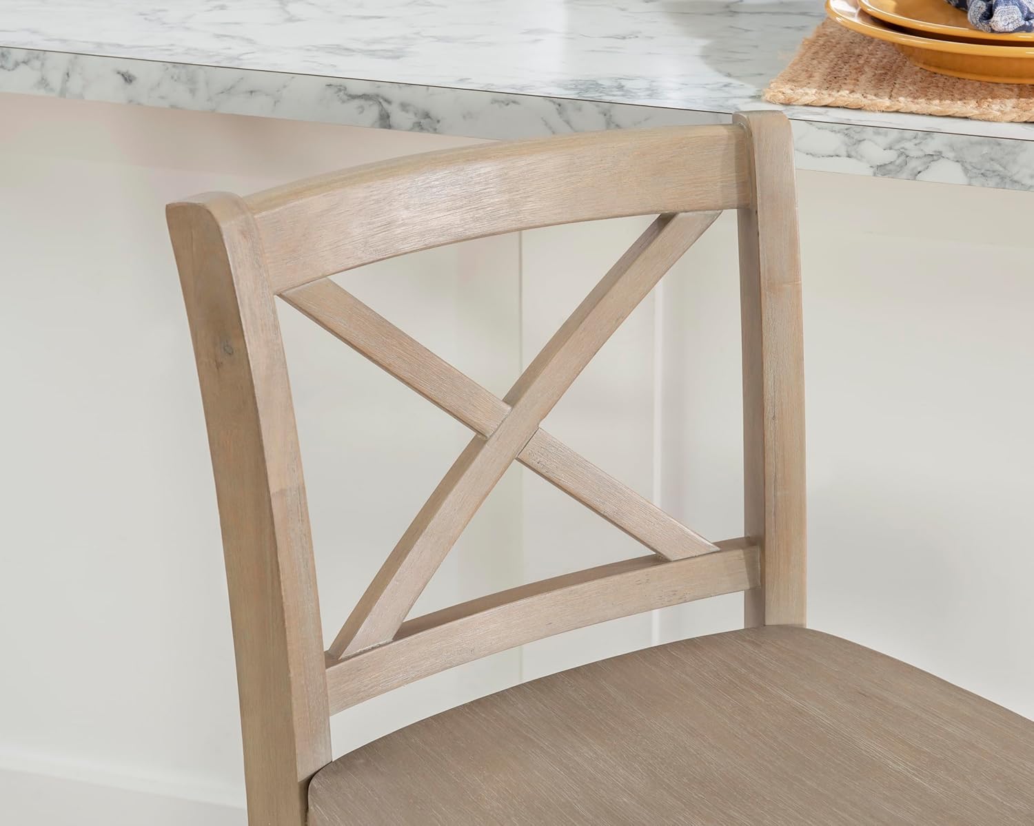 Linon Greywash Torino Rustic X Backed, Taburete altura de mostrador