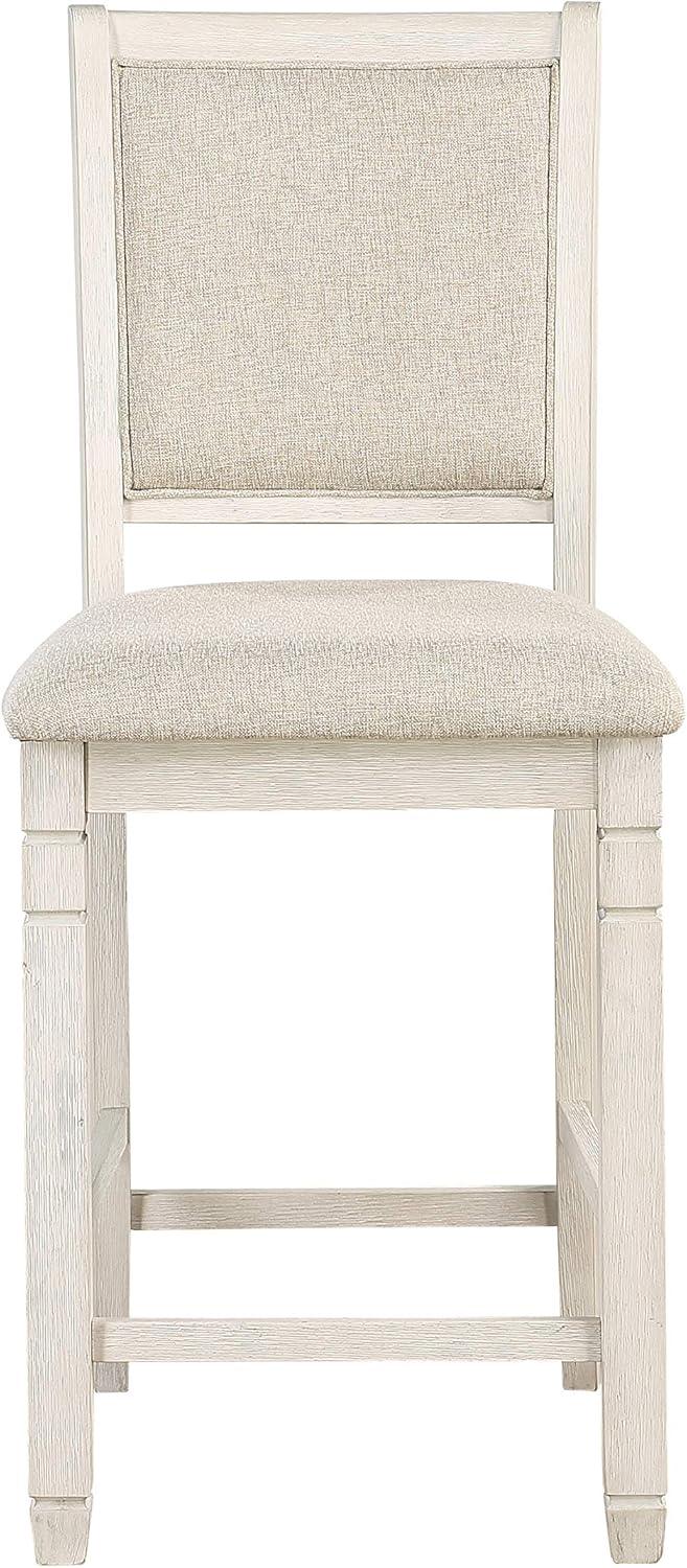 Braun Silla de altura de mostrador (juego de 2), color blanco antiguo