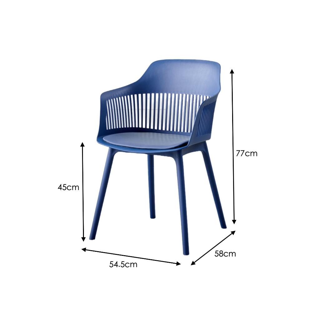 Silla Con Cojin Max, Color Azul, Con espaldar en rejilla