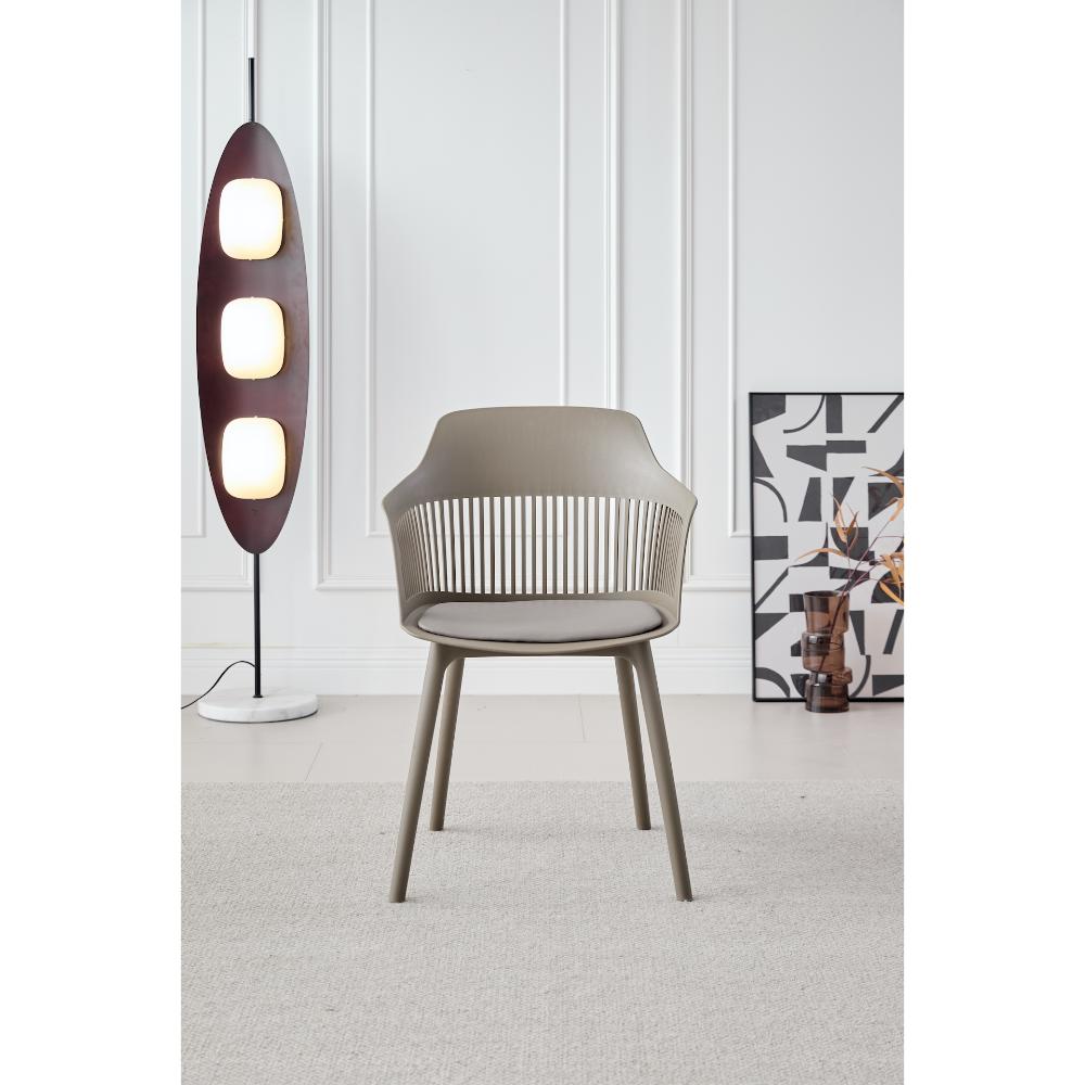 Silla Con Cojin Max, Color Taupe, Con espaldar en rejilla