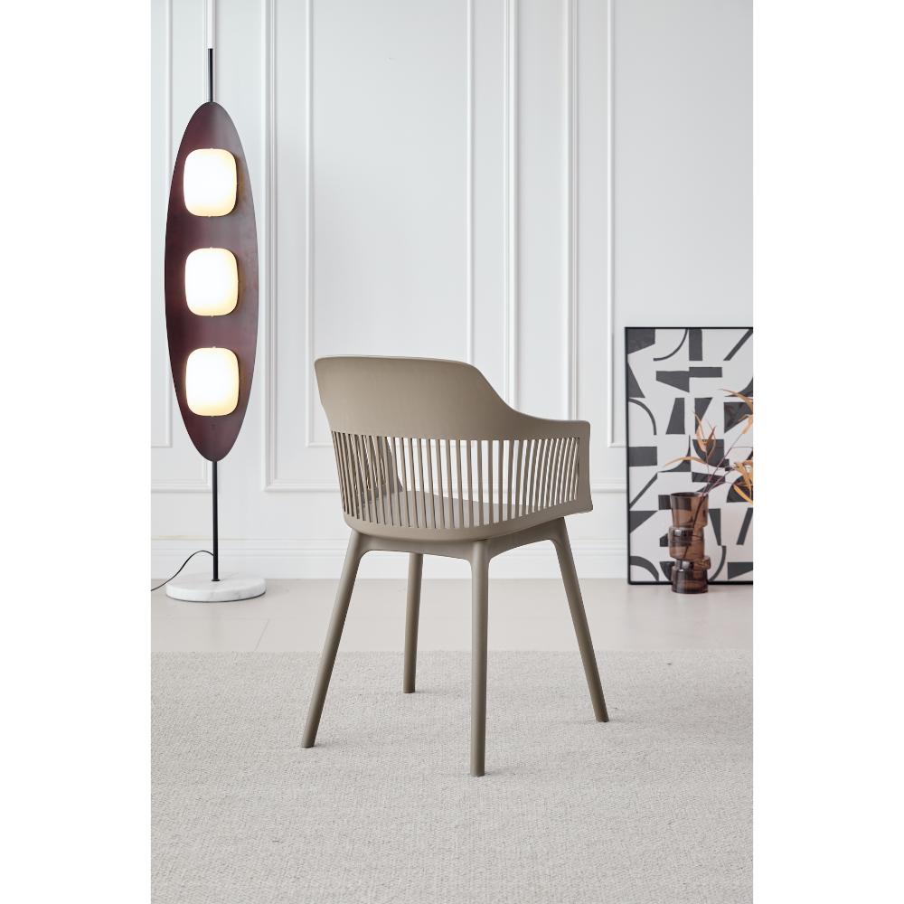 Silla Con Cojin Max, Color Taupe, Con espaldar en rejilla X2