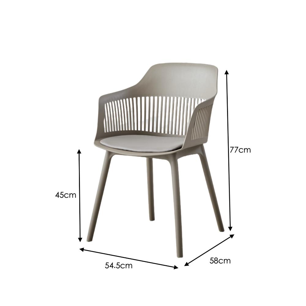 Silla Con Cojin Max, Color Taupe, Con espaldar en rejilla X2