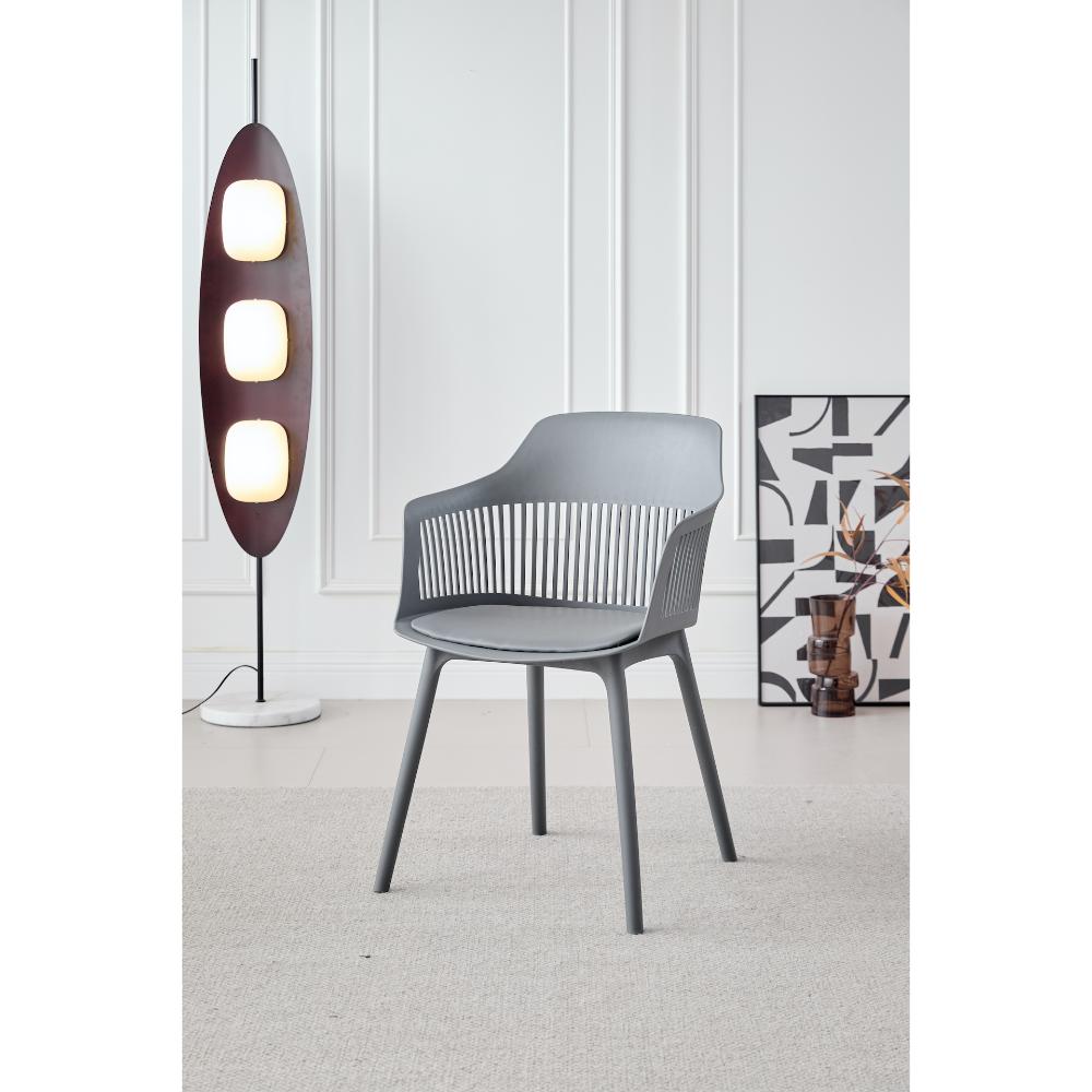 Silla Con Cojin Max, Color Gris Oscuro, Con espaldar en rejilla