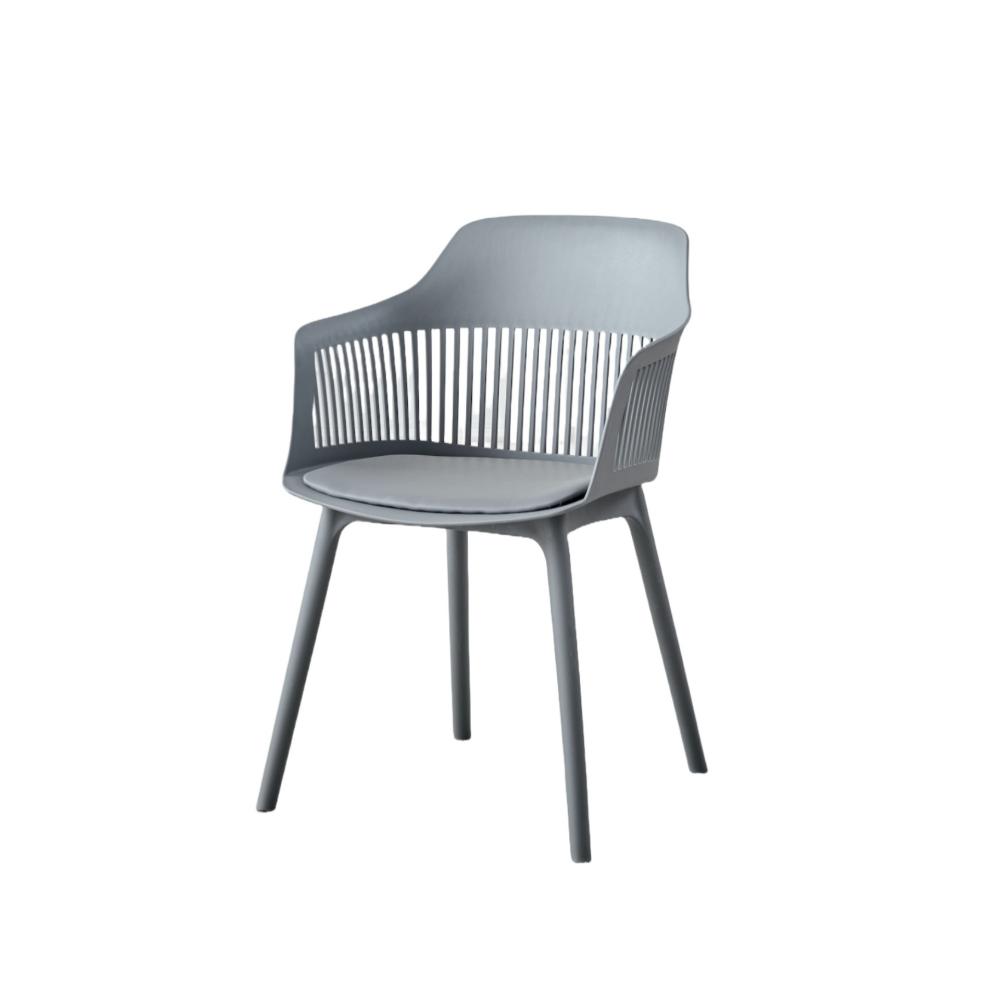 Silla Con Cojin Max, Color Gris Oscuro, Con espaldar en rejilla