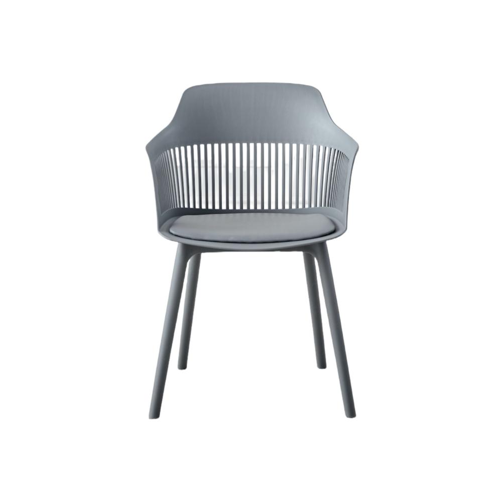 Silla Con Cojin Max, Color Gris Oscuro, Con espaldar en rejilla