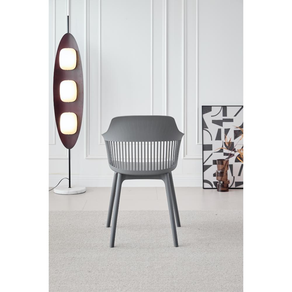 Silla Con Cojin Max, Color Gris Oscuro, Con espaldar en rejilla