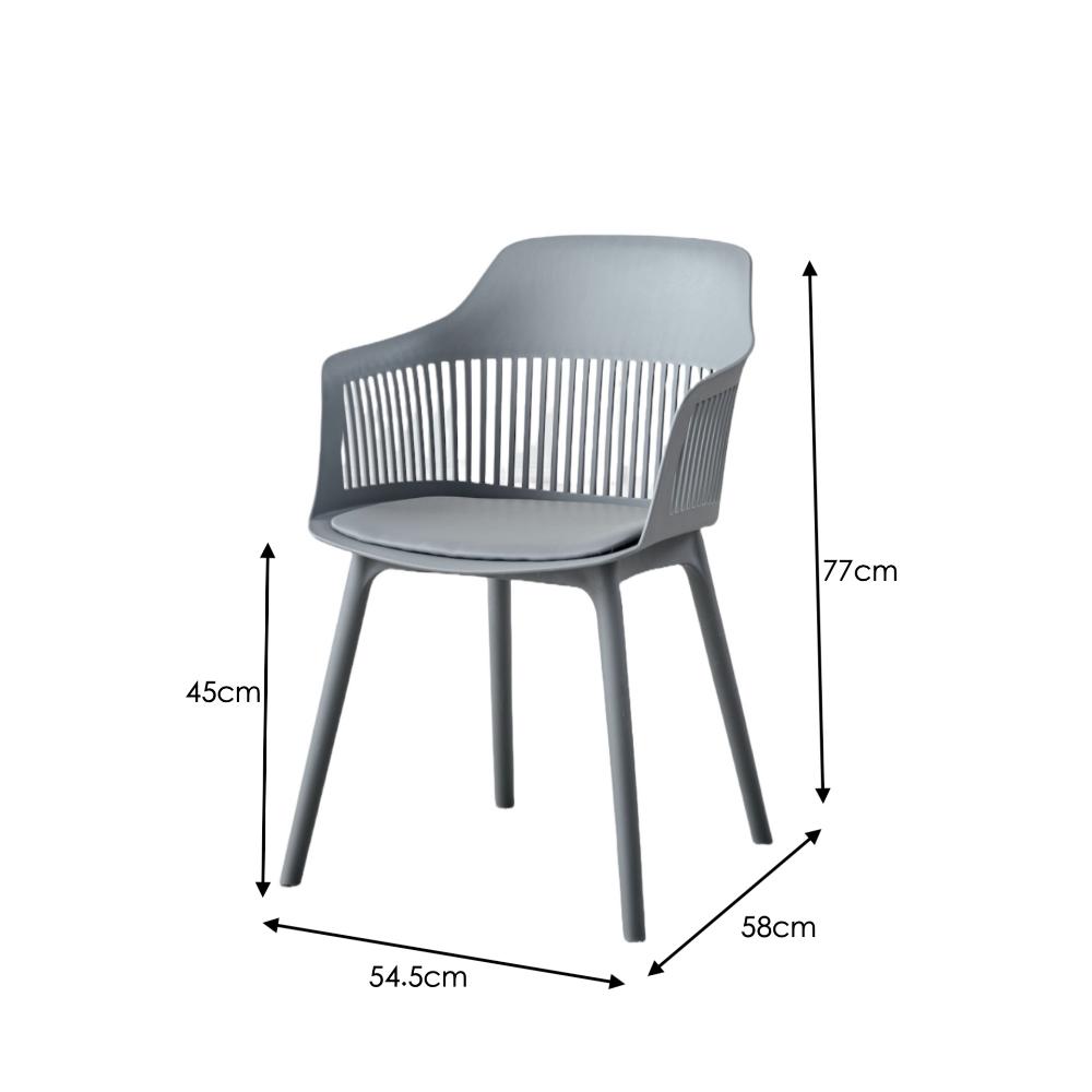 Silla Con Cojin Max, Color Gris Oscuro, Con espaldar en rejilla