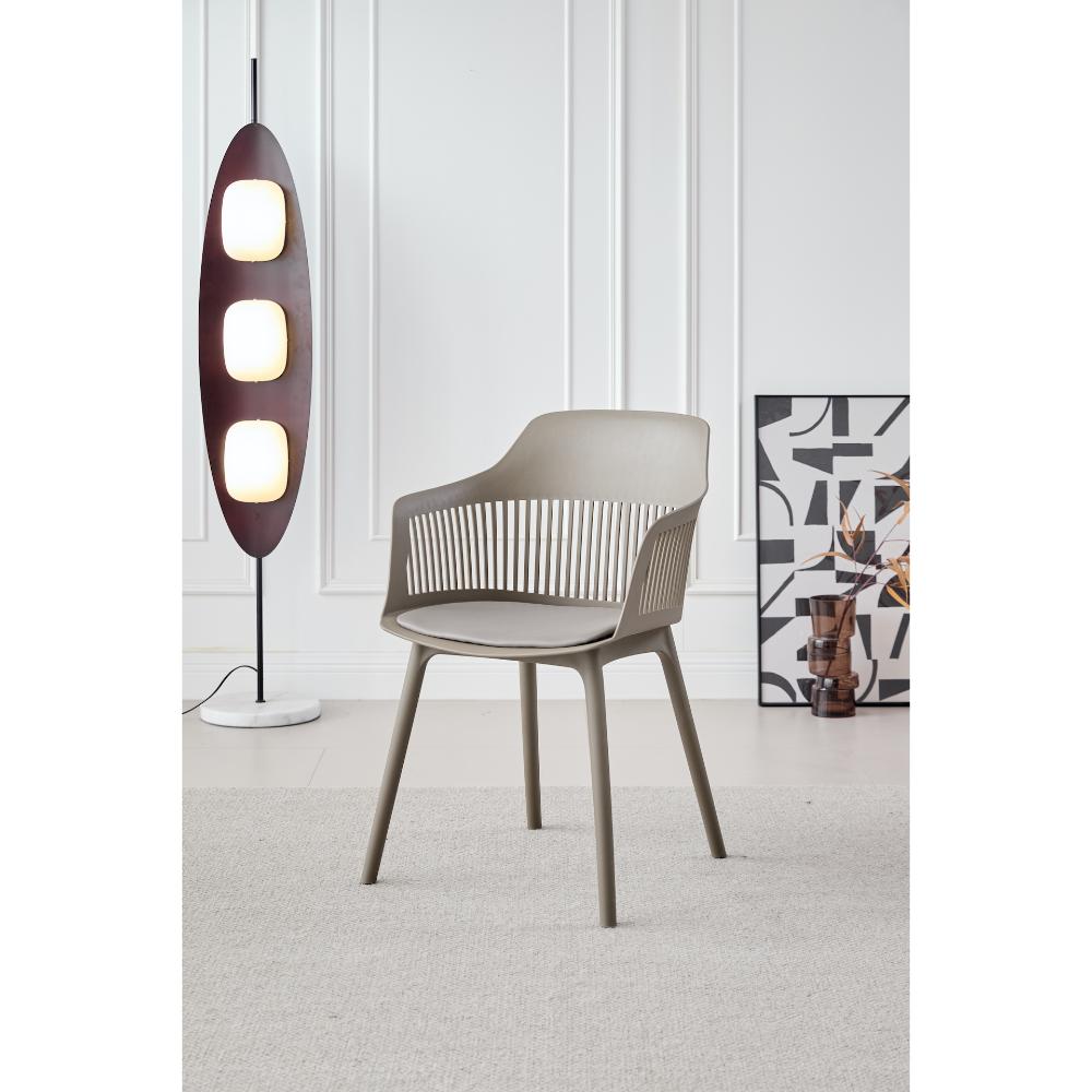 Silla Con Cojin Max, Color Taupe, Con espaldar en rejilla