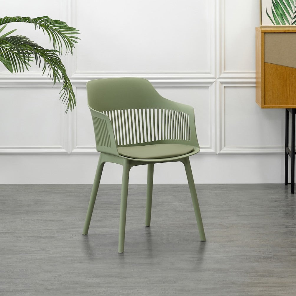Set de 2 Sillas con Cojín Max, Color Verde, con Espaldar en Rejilla