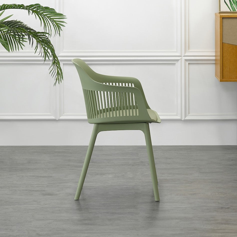 Silla con Cojín Max, Color Verde, con Espaldar en Rejilla