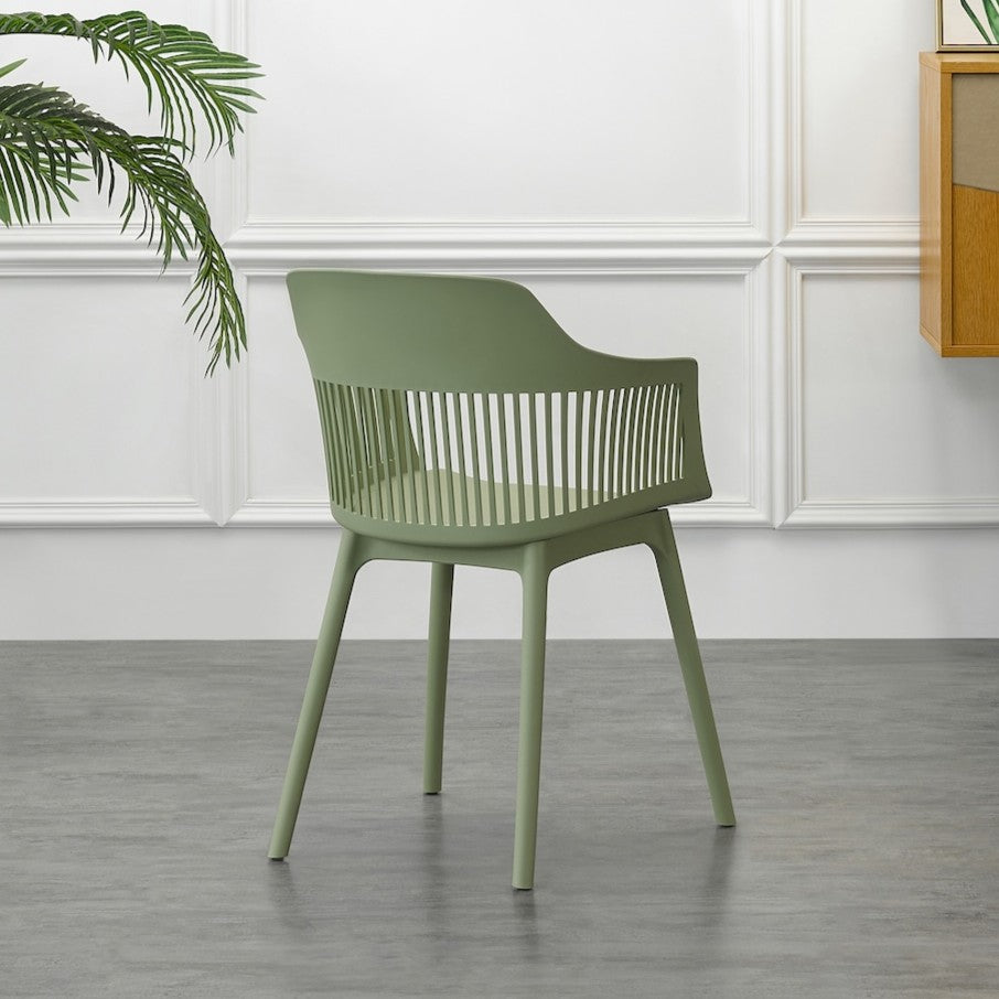 Silla con Cojín Max, Color Verde, con Espaldar en Rejilla