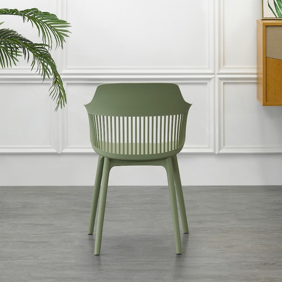 Set de 2 Sillas con Cojín Max, Color Verde, con Espaldar en Rejilla