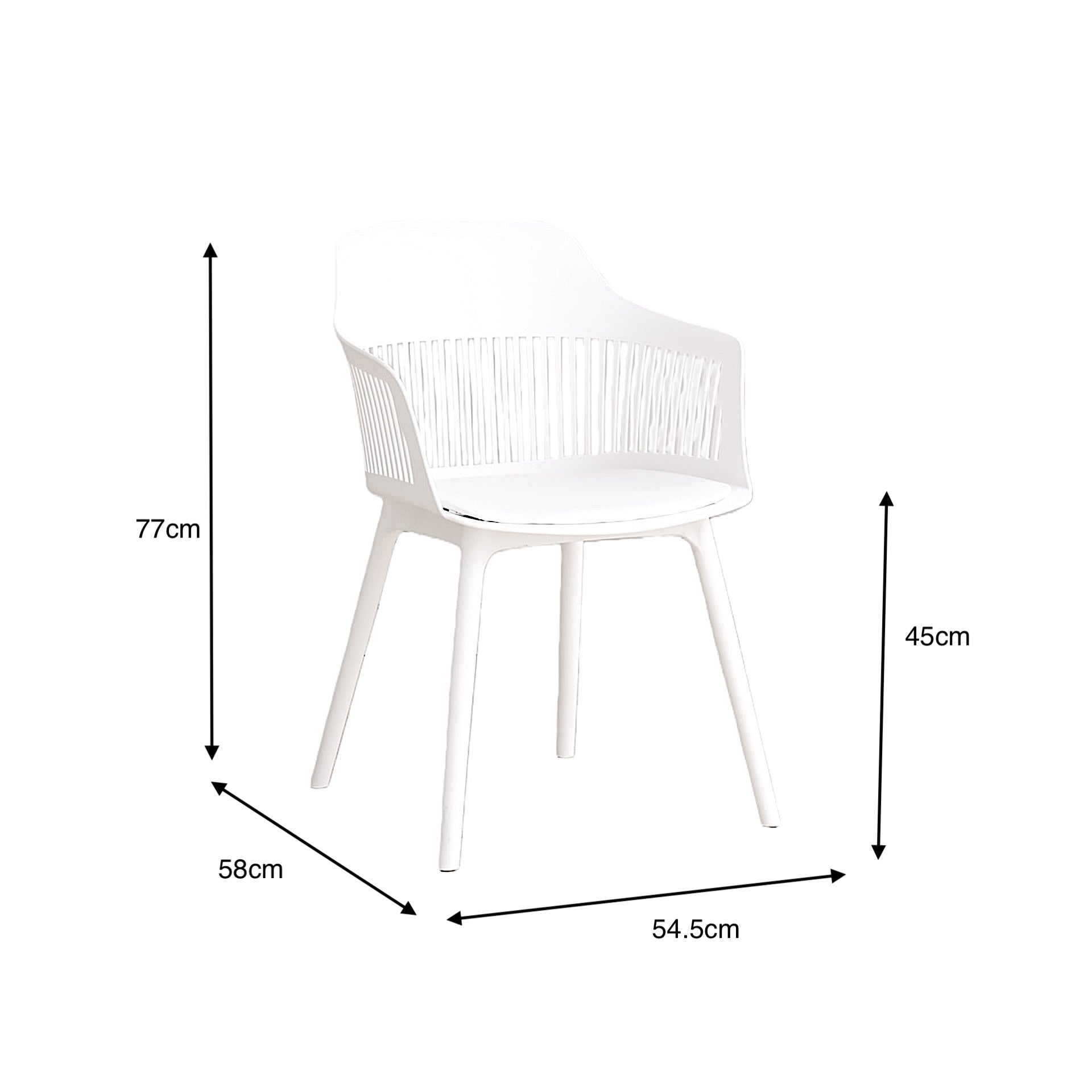 Silla Con Cojin Max, Color Blanco, Con espaldar en rejilla