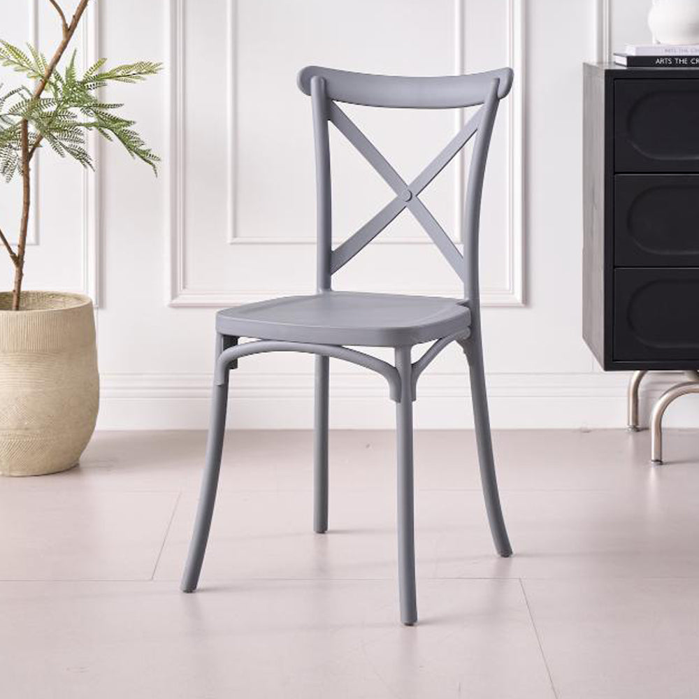 Silla Betany, Color Gris Oscuro, con Espaldar y Diseño Minimalista