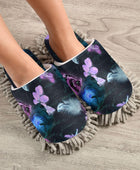 Pantuflas de mopa con flores de rosas mágicas para limpieza de suelos,