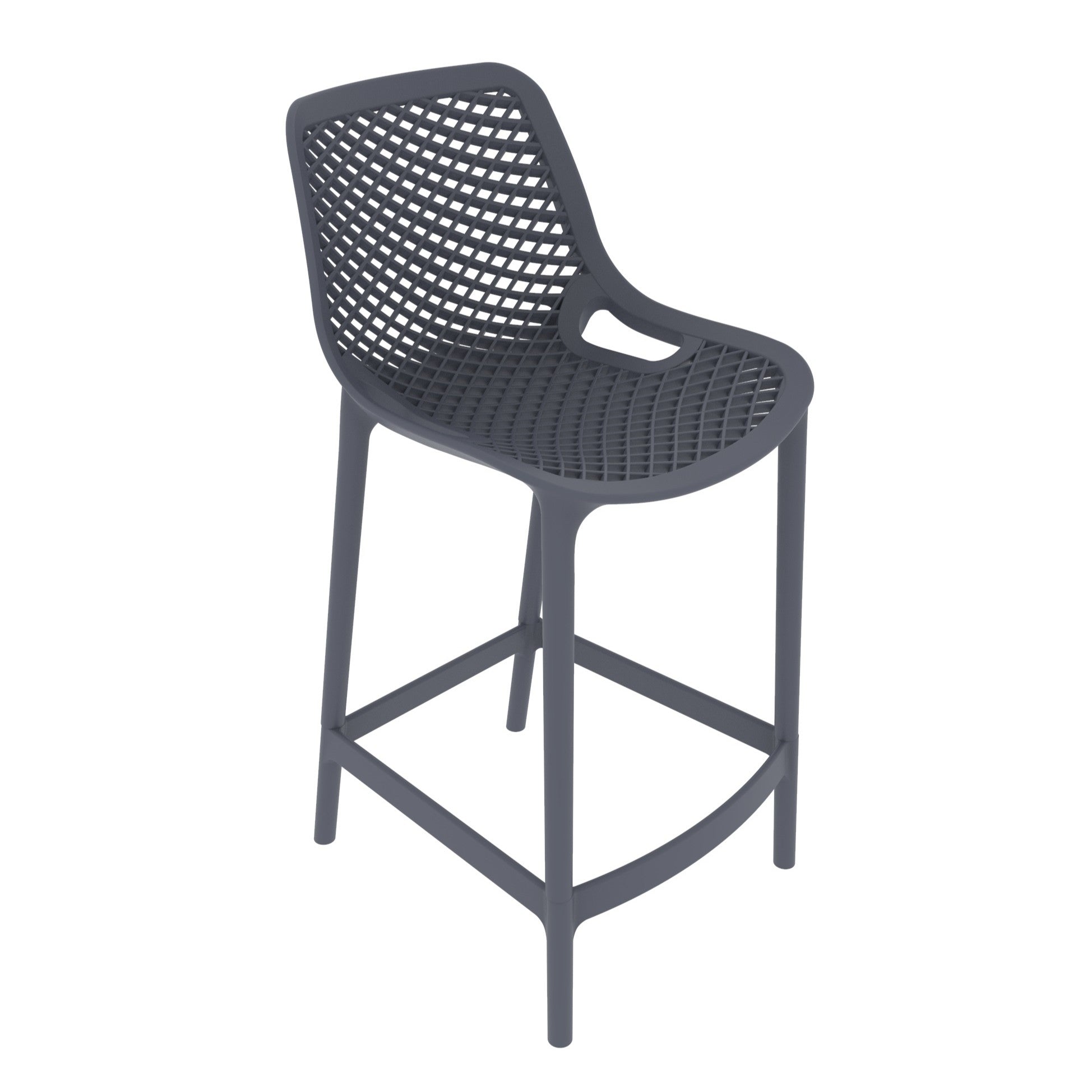 Silla para Bar Miame, Color Gris Oscuro, con reposa pies en diseño Moderno